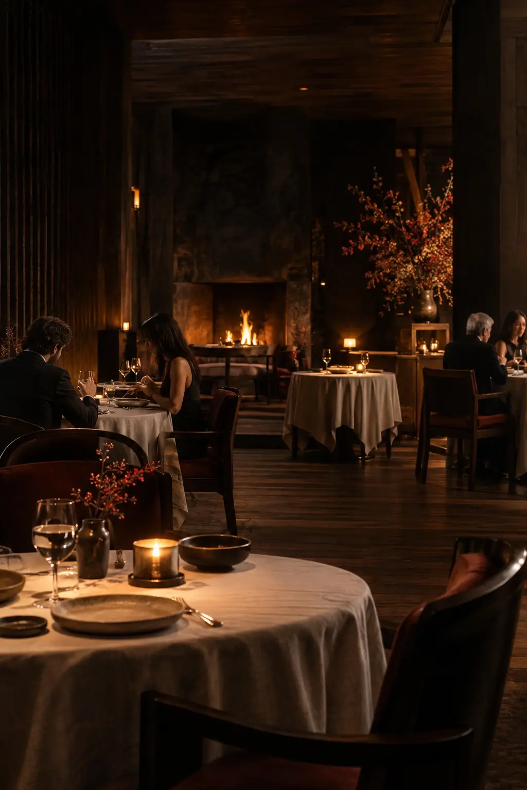 EMBER dining room in candlelight